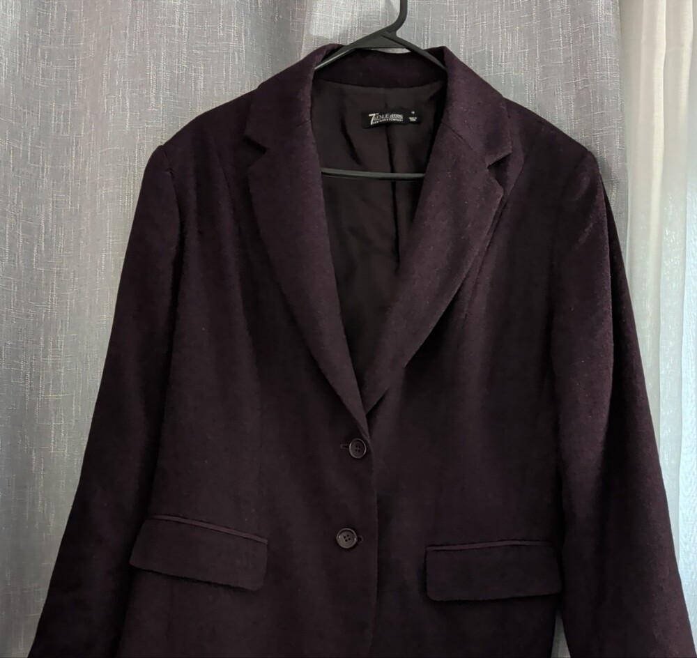 New York & Company Dark Plum Two-Button Tailored Blazer